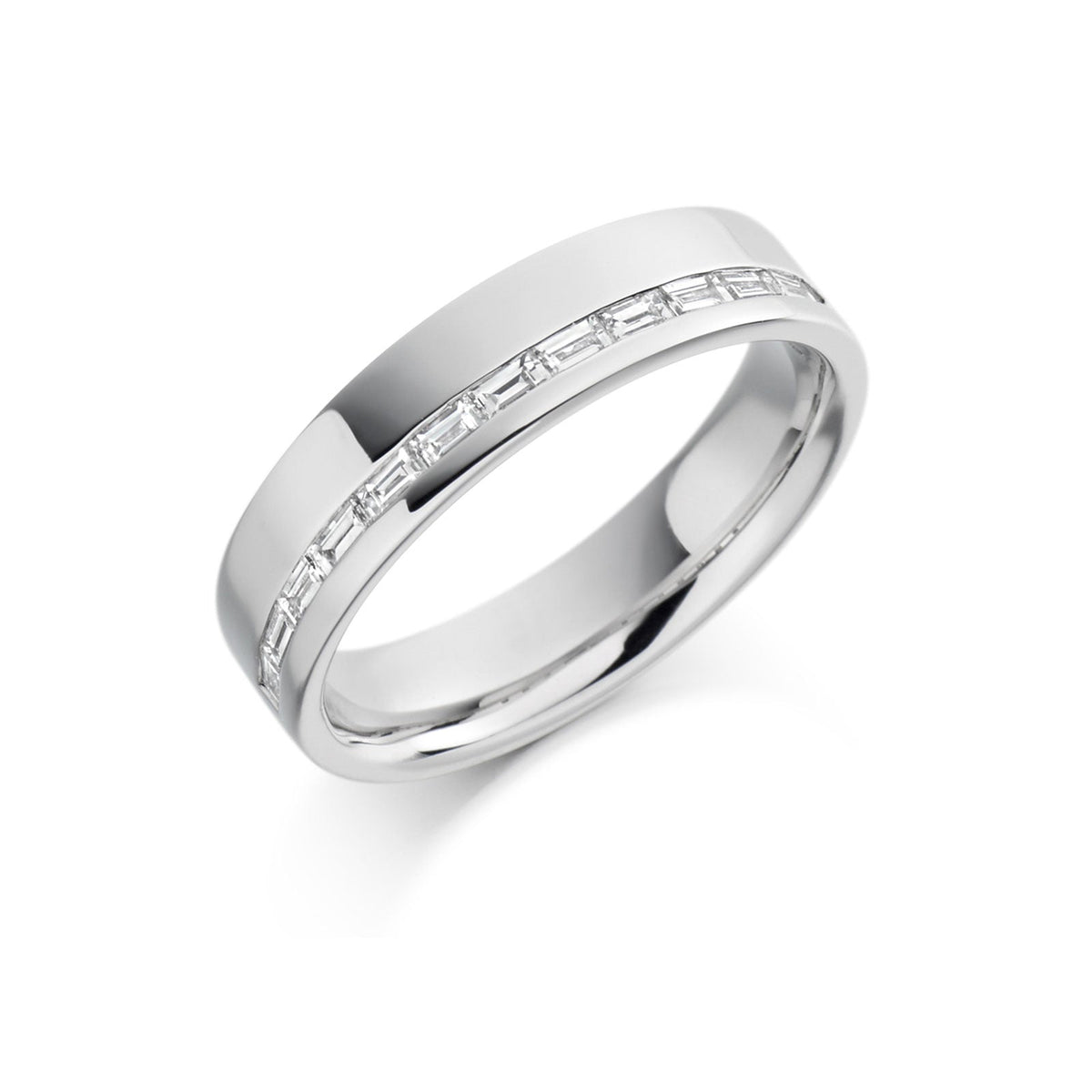 18ct White Gold Baguette-Cut Diamond Half Eternity Ring 0.30ct - HET 1114 - (Size 'Q' Only)