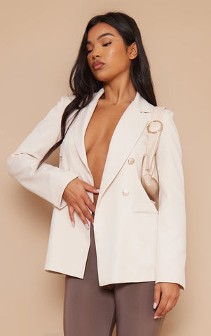 NUDE MILITARY BUTTON BLAZER
