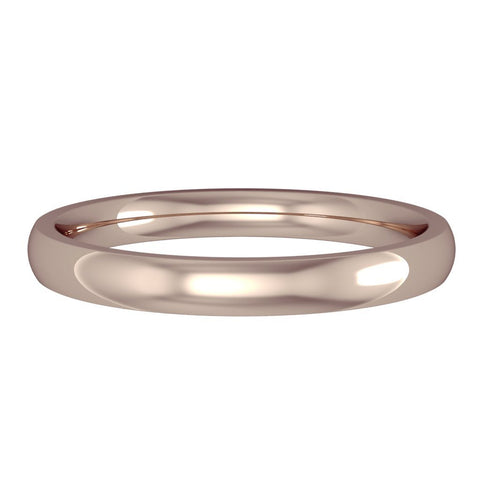 18ct Rose Gold Classic Court Style Wedding Band - 3mm