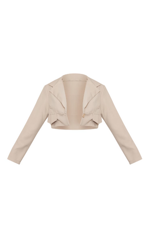 STONE BASIC FLAP POCKET CROPPED BLAZER