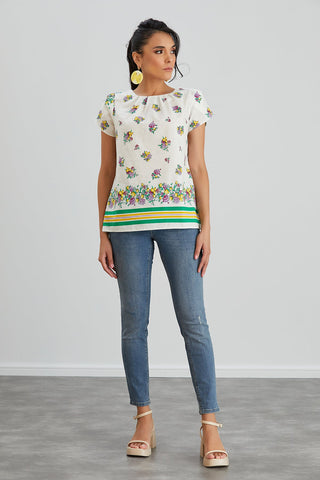 Floral print White Summer Top