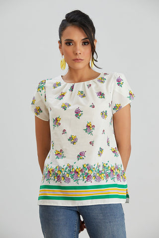 Floral print White Summer Top