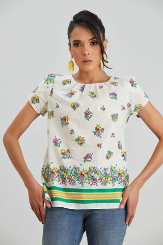 Floral print White Summer Top