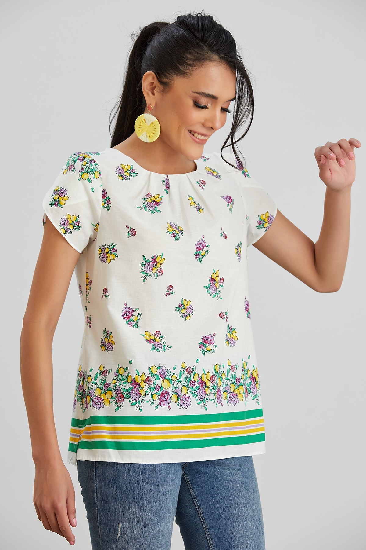 Floral print White Summer Top