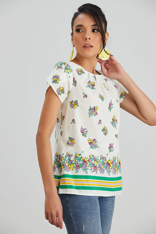 Floral print White Summer Top