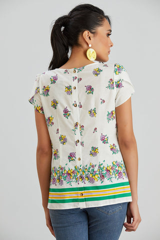 Floral print White Summer Top