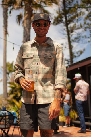 Bowery Stretch Water Resistant L/S Flannel - Trekking Green/Oatmilk