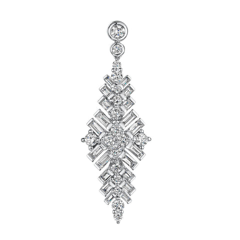 18ct White Gold Baguette & Brilliant-Cut Diamond Earrings 2.30ct
