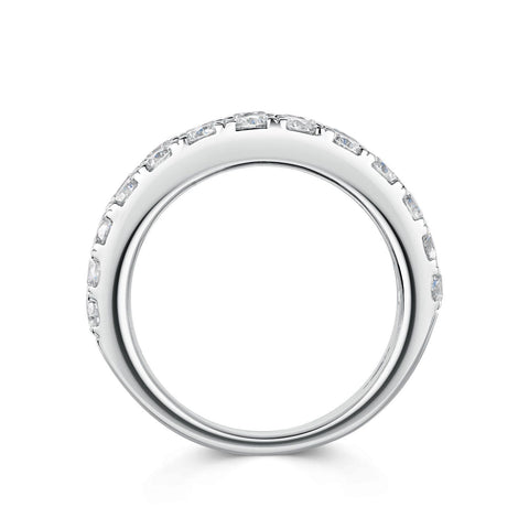 18ct White Gold Brilliant & Baguette-Cut Diamond 3 Row Half Eternity Ring 4.23ct