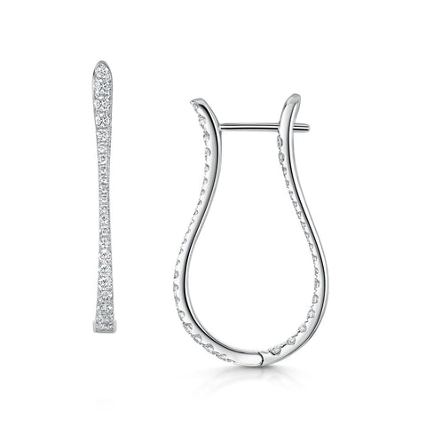 18ct White Gold Brilliant-Cut Diamond Long Hoop Earrings 0.96ct