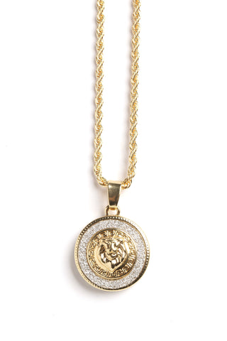 Lion Head Pendant Necklace - Gold