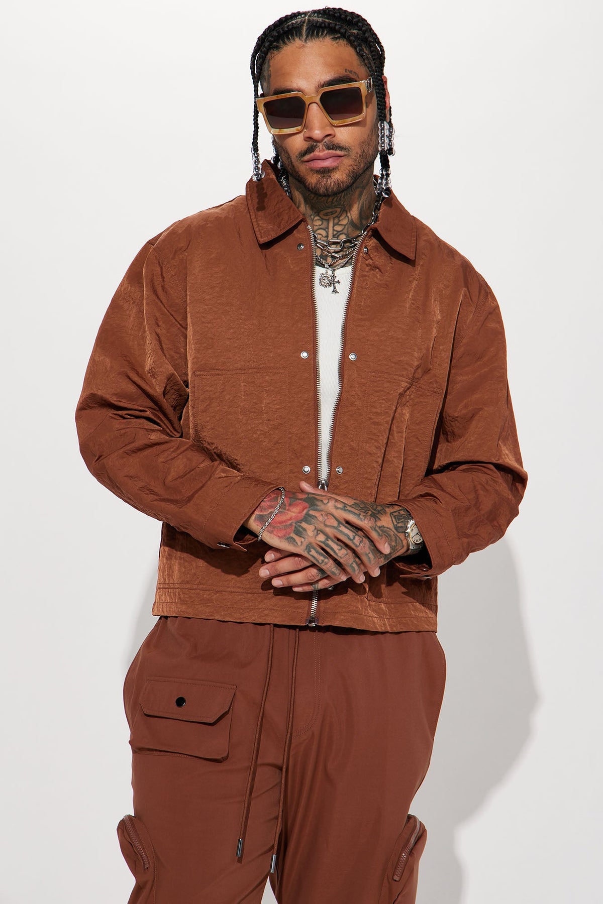 As It Was Nylon Coach Jacket - Brown