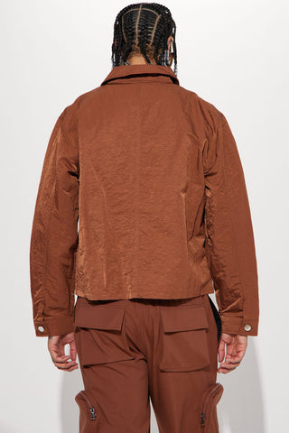 As It Was Nylon Coach Jacket - Brown