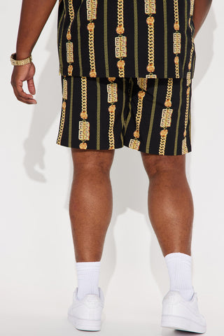 Chain Code Swim Trunks - Black/Gold