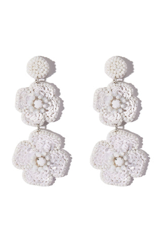 Delicate Flower Earrings - White