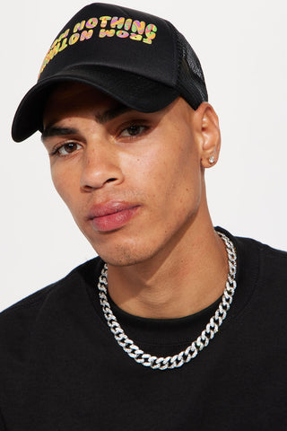 From Nothing Puff Print Trucker Hat - Black