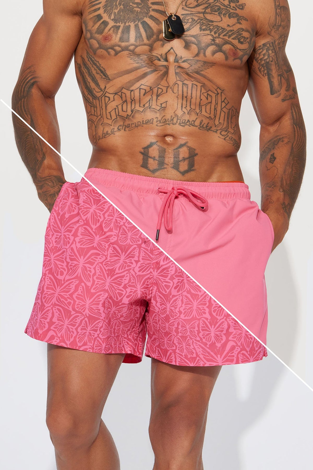 Born 2 Fly Print Change Swim Trunk - Pink