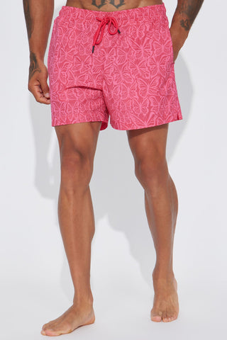 Born 2 Fly Print Change Swim Trunk - Pink