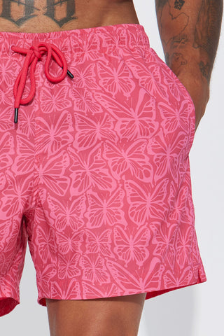 Born 2 Fly Print Change Swim Trunk - Pink