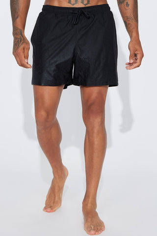 Born 2 Fly Print Change Swim Trunk - Black