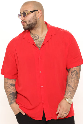 Dawson Short Sleeve Woven Top - Red