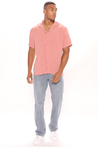 Dawson Short Sleeve Woven Top - Mauve