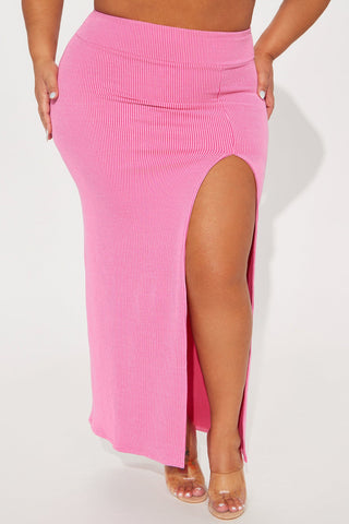 Macy Mineral Wash Ribbed Maxi - Fuchsia