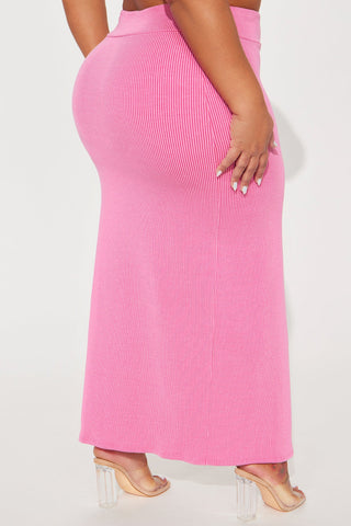Macy Mineral Wash Ribbed Maxi - Fuchsia