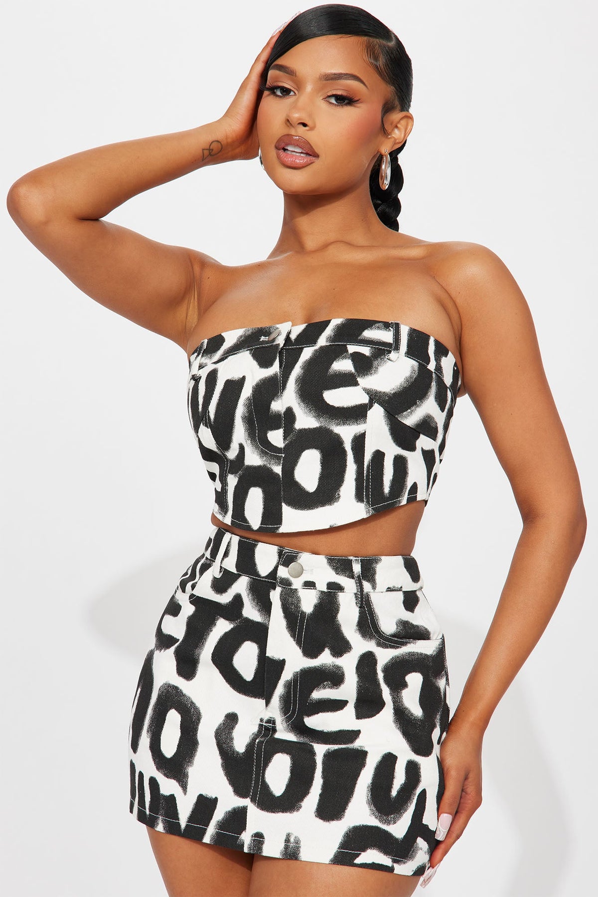 Keep Your Word Skirt Set - White/Black