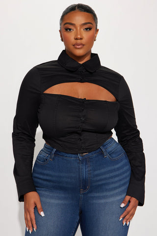 Little Miss Popular Poplin Shirt - Black