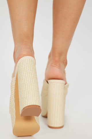 Time For Vacay Platform Mules - Beige