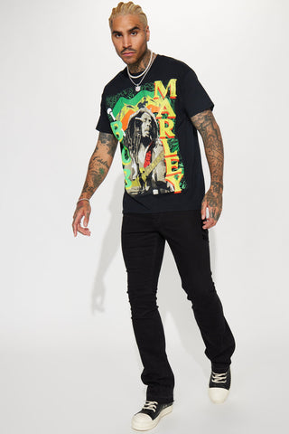 Bob Marley Rasta Flag Short Sleeve Tee - Black