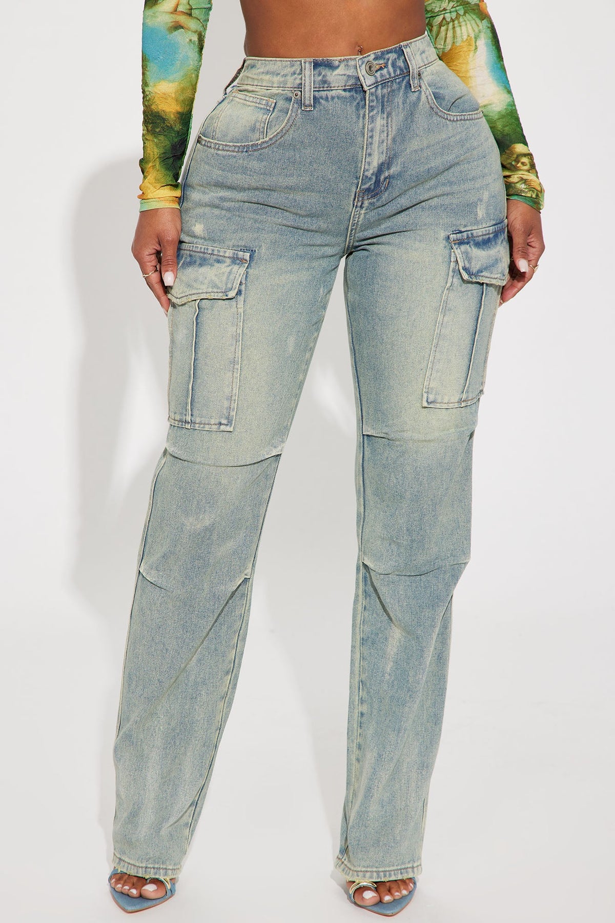 Do It Better Non Stretch Cargo Jean - Vintage Blue Wash
