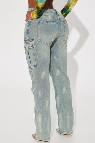 Do It Better Non Stretch Cargo Jean - Vintage Blue Wash