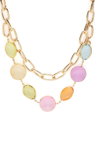Belize Rhinestone Necklace - Gold/Multi