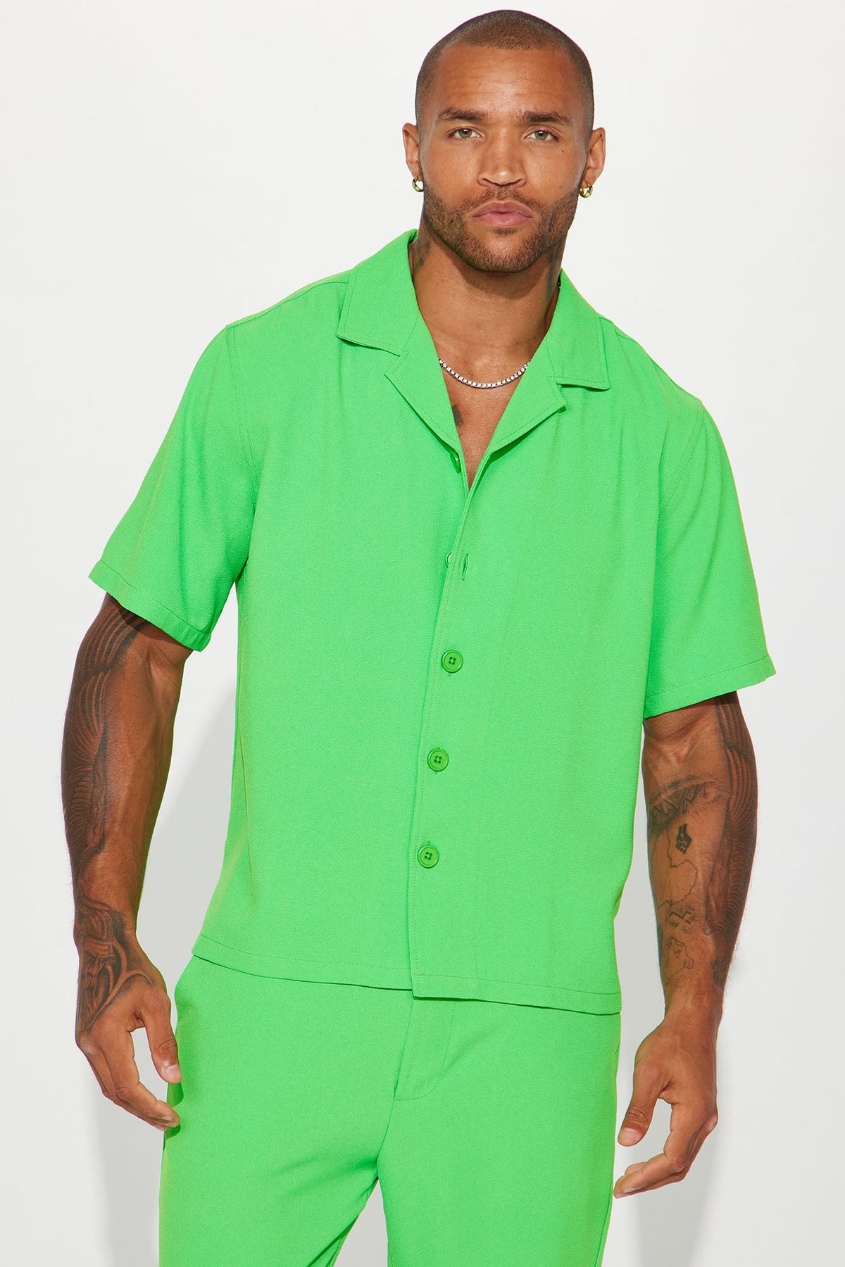 Golden Hour Short Sleeve Button Up - Green