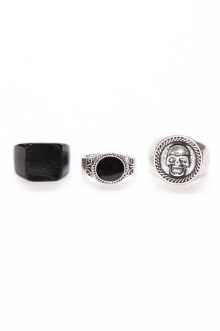 Blacked Out Skull Ring Set - Multi Color