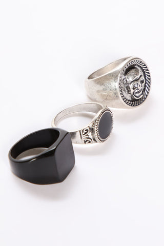 Blacked Out Skull Ring Set - Multi Color