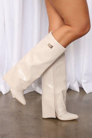 Not The Same Knee High Boots - Nude