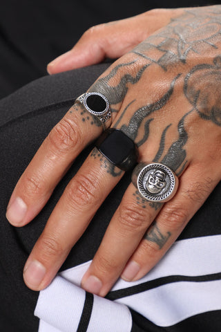 Blacked Out Skull Ring Set - Multi Color