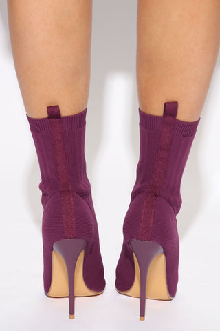 Avery Knit Booties - Purple
