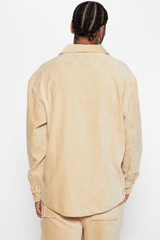 Luxury Knit Ribbed Shirt - Tan