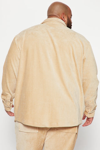 Luxury Knit Ribbed Shirt - Tan