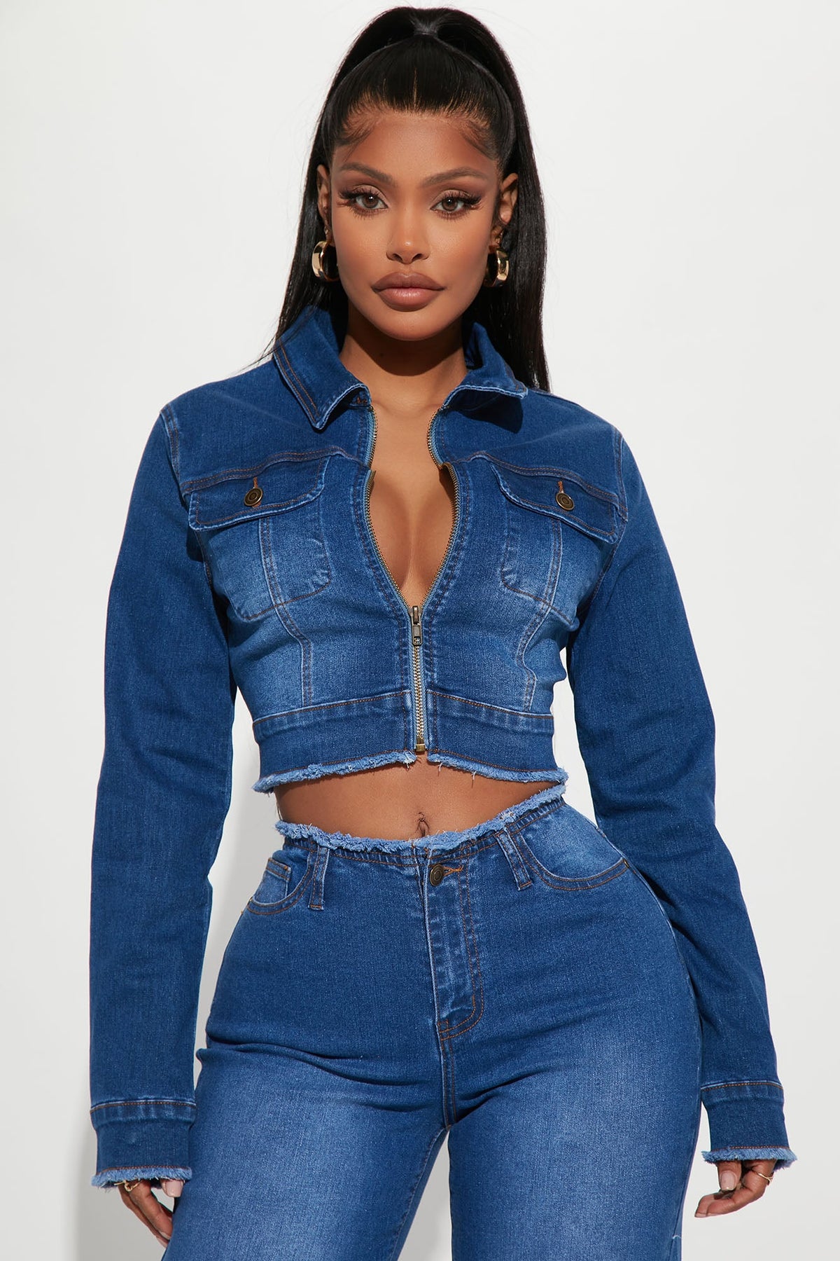 Superficial Cut-Off Denim Jacket - Dark Wash