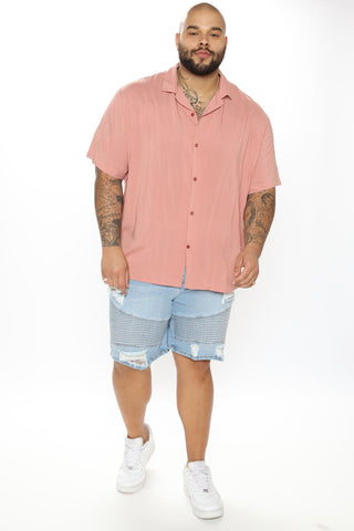 Dawson Short Sleeve Woven Top - Mauve