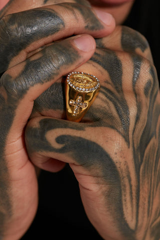 Mary And The Cross Ring - Gold