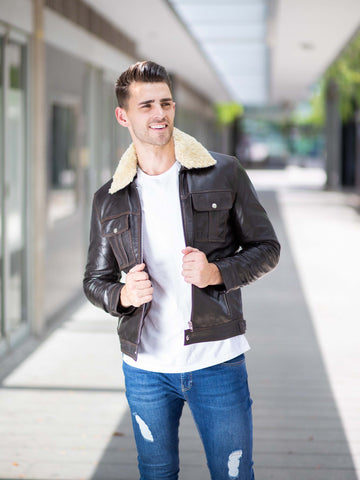 Jaylen Fur Collared Leather Jacket