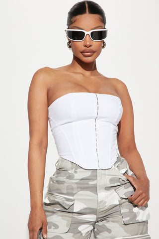Every Occasion Poplin Corset Top - White