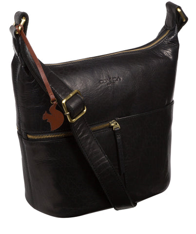 'Kristin' Black Leather Shoulder Bag