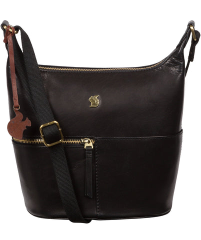 'Kristin' Black Leather Shoulder Bag